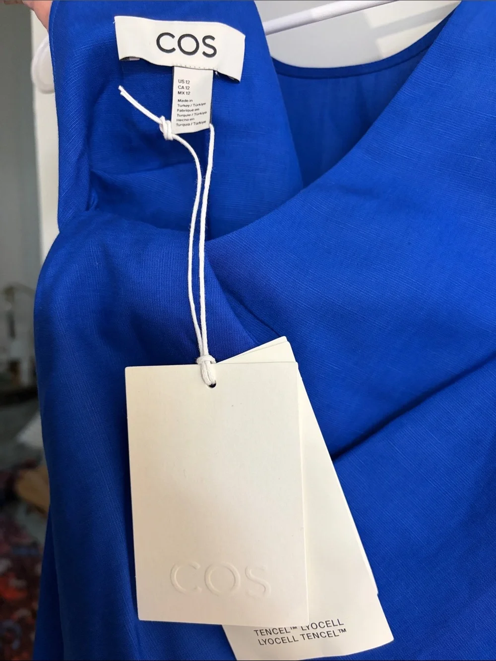 COS Royal Blue oversized twist detail Tencel Dress with pockets NWT - Picture 3 of 6